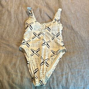 Aerie cream and black one piece swimsuit
